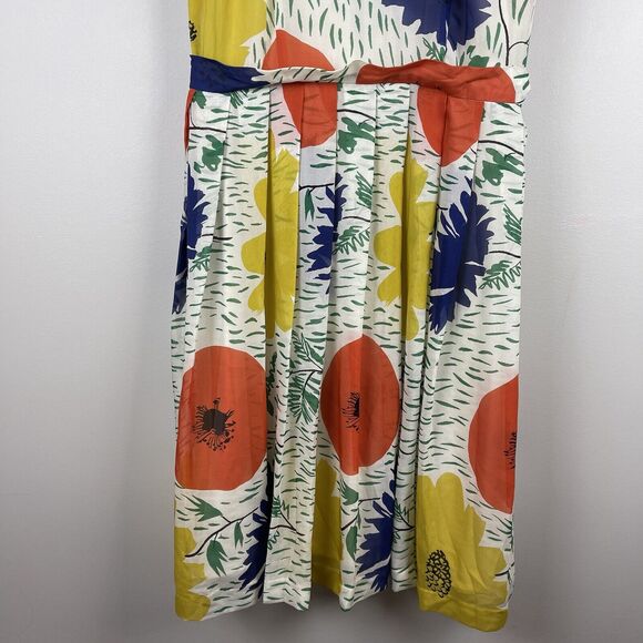 Girls From Savoy Anthropologie Women Silk Dress Size 6 Multicolor Primary Blooms - Picture 5 of 11